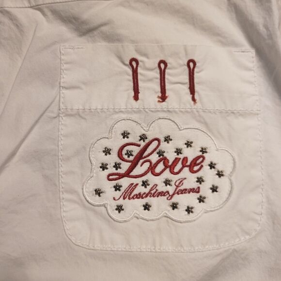 Love Moschino Jeans Donna Crop White Pants Size 2 - Picture 4 of 6